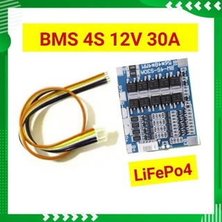 บอร์ดป้องกันแบตเตอรี่  BMS 4S 12V 30A. สำหรับแบต LiFePO4 มี Balance ในตัว