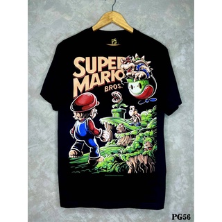 Marioเสื้อยืดสีดำสกรีนลายPG56