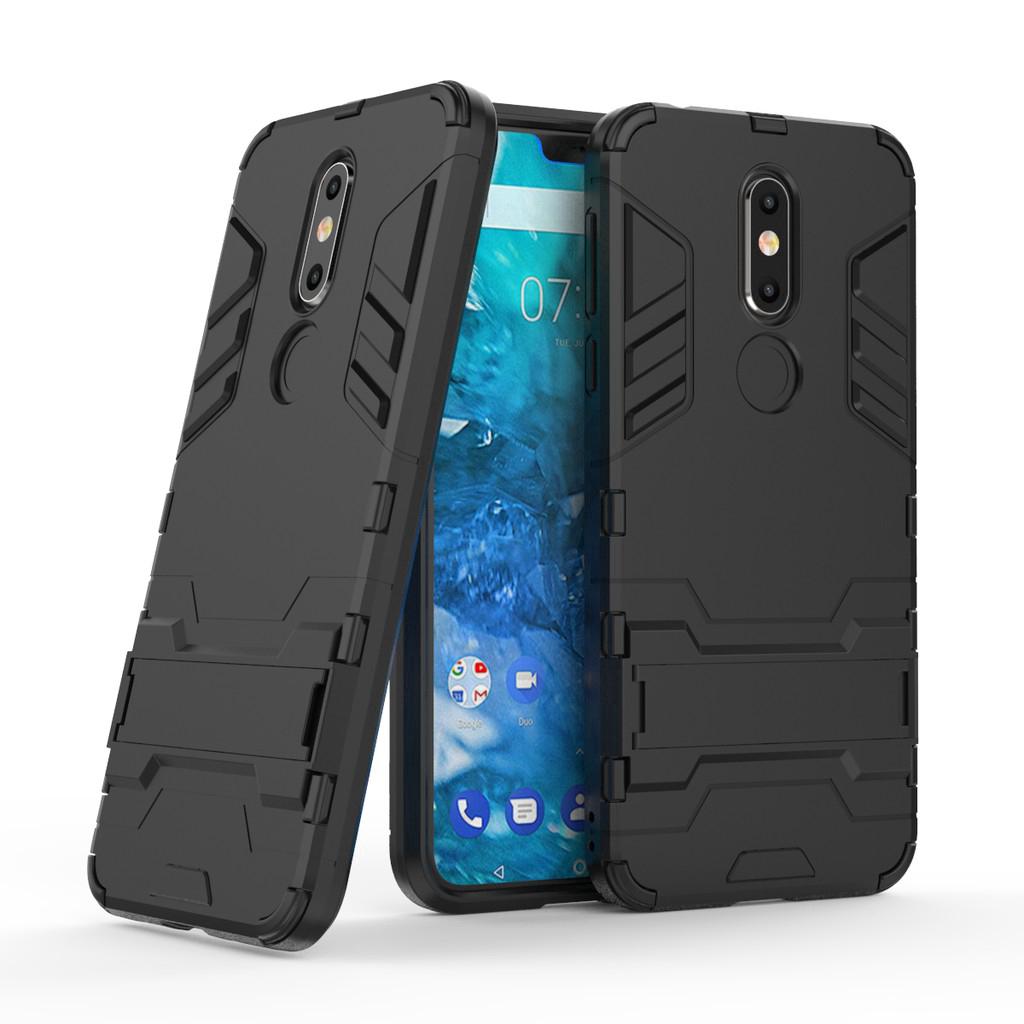 เคสเกราะยางพร้อมขาตั้งสําหรับ nokia 7 . 1
