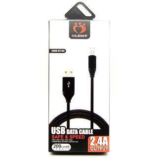 สายชาร์ท OLESiT UNS-K144 ยาว 2 เมตร ชาร์ทเร็ว 2.4A หัวชาร์ท Micro Usb คอสายป้องกันสายหัก ถูกทุกช็อต.com