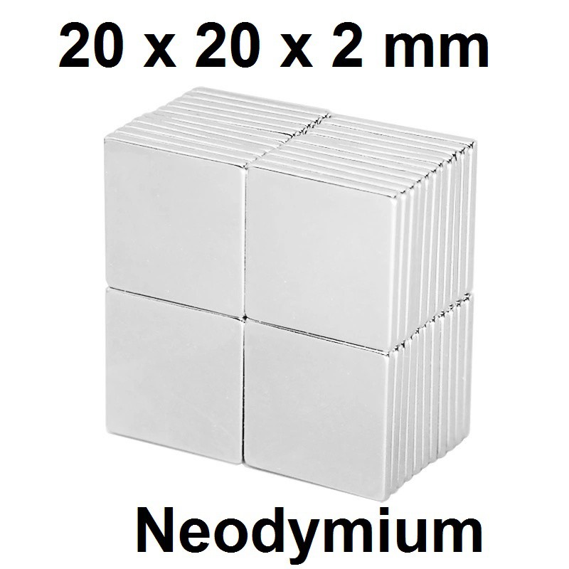Super Neodymium Magnet N52 Square NdFeB 20 x 20 x 2 มม. (1 ชิ้น)