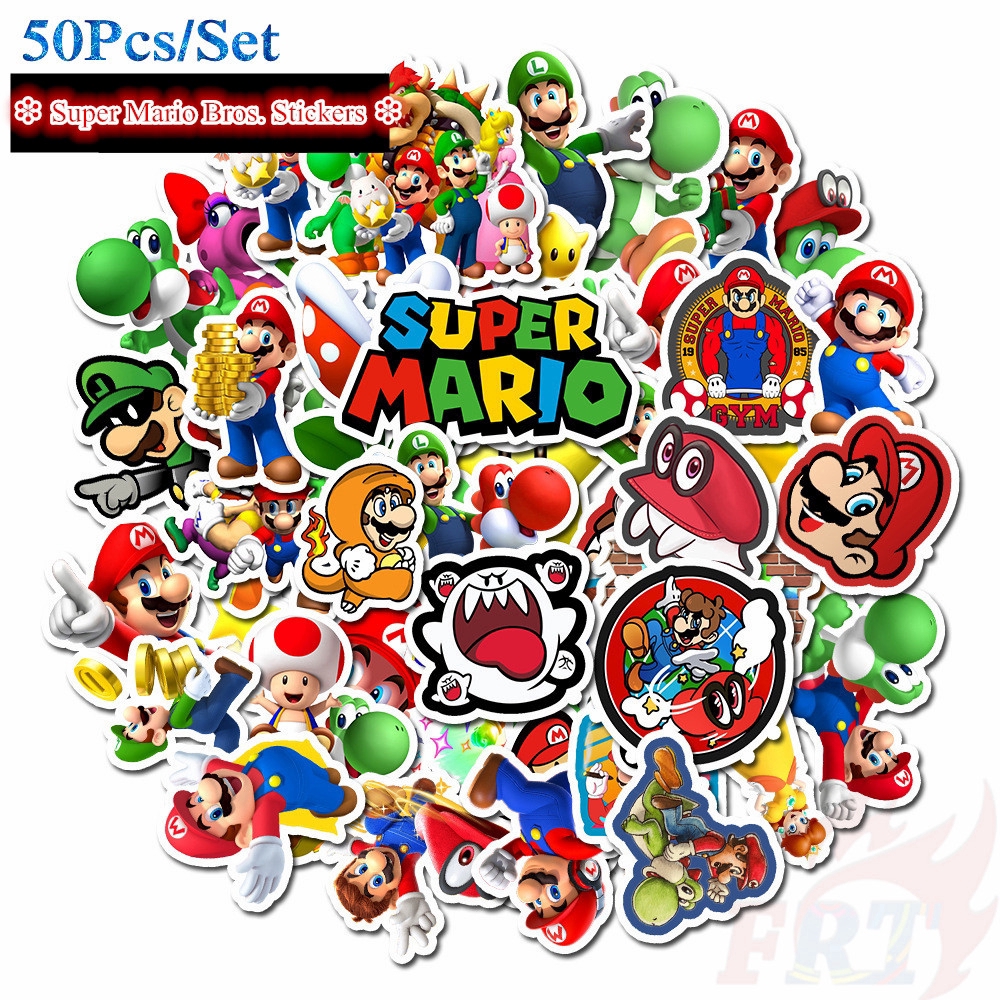 ❉ Super M.ario Bros.สติกเกอร์ ❉ 50 ชิ้น/เซต ภาพวาดเกม แบบคละ กระเป๋าเดินทาง แล็ปท็อป สเก็ตบอร์ด สติกเกอร์
