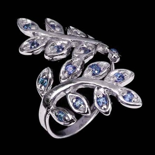 แหวนเงินแท้ 925 พลอยไพลิน Sapphire  แหวนใบมะกอก สวยไฟดีค่ะ