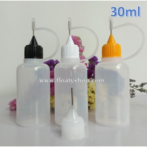 30ml สีขาวขุ่น ขวดหยด หัวเข็ม บีบหยด ใส่ของเหลว น้ำยา น้ำมัน