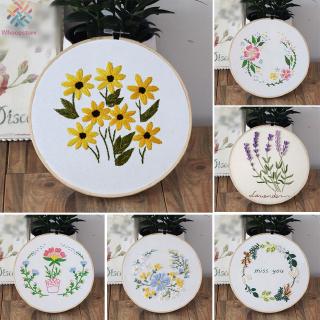 Cross Stitch W/Hoop Colored Floss Beginners Embroidery Flower Pattern Kit DIY Material Package Craft 30 * 30 cm