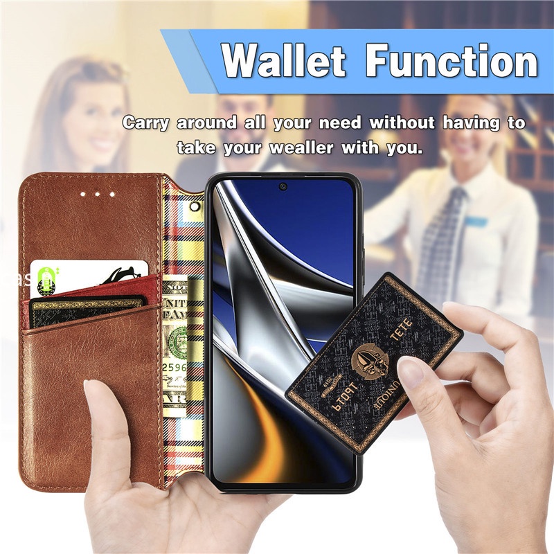 เคสโทรศัพท์มือถือหนัง ฝาพับแม่เหล็ก กันกระแทก พร้อมช่องใส่บัตร สําหรับ Xiaomi Poco X4Pro 5G M4Pro X4 M4 X3 GT NFC M3 Pro 4G 5G M X 4 Pro 2022 ราคา ถูกที่สุด ดีลบีเคเค แกลเลอรีภาพที่ 3