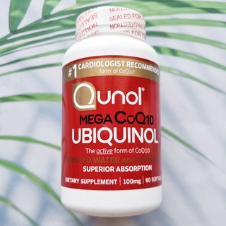 Mega CoQ10 Ubiquinol 100 mg 60 Softgels (Qunol) ช่วยโรคหัวใจ ชลอแก่ ผิวเต่งตึง #1 Cardiologist Recommended Form of Q10