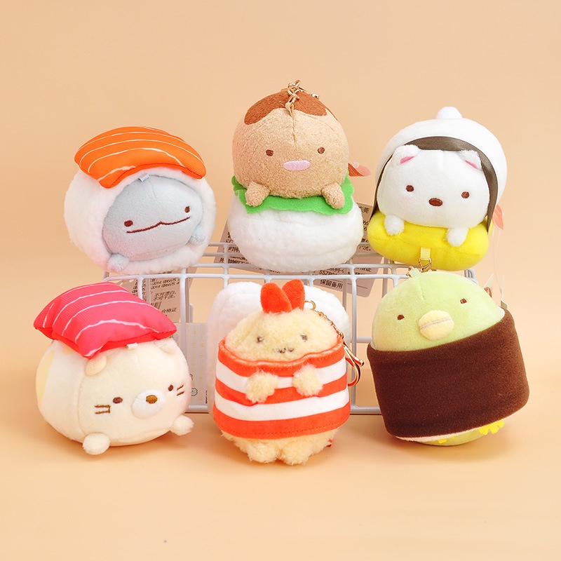 (พร้อมส่ง) พวงกุญแจ ตุ๊กตา ซูชิ ขนาด 9cm. ลายการ์ตูน โซ่ทองใหญ่ สุมิโกะ SUSHI ลายเทมปุระ ทงคัตสึ