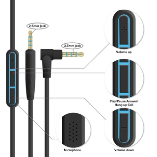 สายสัญญาณเสียง 2.5 มม. ถึง 3.5 มม. สําหรับหูฟัง Bose QC25 QC35 OE2 LIVE2 พร้อมสายไมโครโฟน