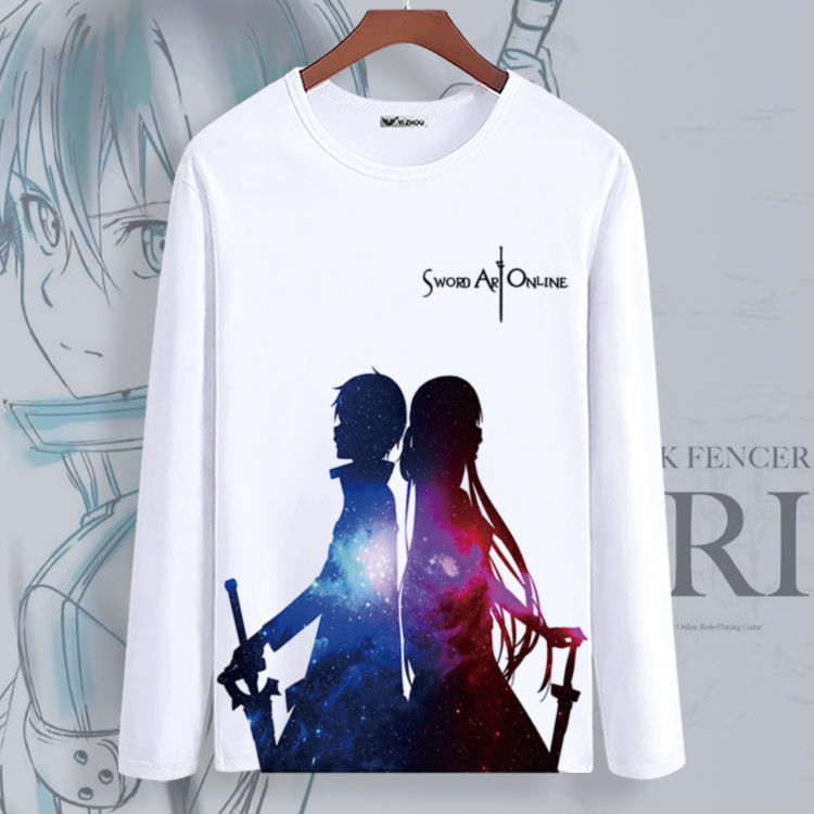 SAO เสื้อแขนยาว เสื้อยืด เสื้อผ้าอะนิเมะ เกม หญิง ชาย อะนิเมะ Sword Art Online