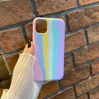 เคส สีรุ้งกำมะหยี่ โลโก้ สำหรับรุ่น ไอโฟน I6 I6P I7P I8P I7 I8 XS XSMAX XR I11 I11PRO I11PROMAX I12 I12PRO I12PROMAX