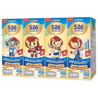 (แพ็ค 4) S-26 Gold Progress 4 UHT Milk เอส-26 โกลด์ โปรเกรส นมยูเอชทีรสจืด สูตร 4 180 มล.