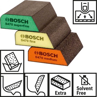 2608621252 กระดาษทรายฟองน้ำ Bosch รุ่น Profile (แพ็ค 3 ชิ้น) - Abrasive Sponge Set - Blue (3-Piece)  Made in Switzerland