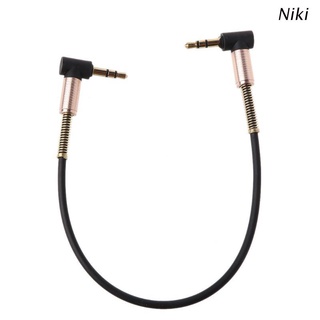 Niki 24cm Dual 90 Degree Nylon 3.5 mm to 3.5mm Male Jack Audio Cable Car Aux Cord for