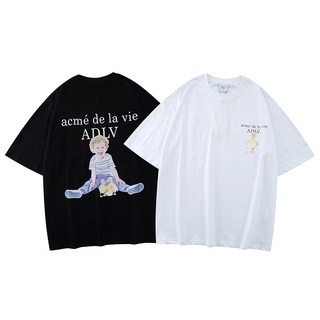 ผ้าฝ้าย 100%เสื้อยืดแขนสั้นผ้าฝ้ายพิมพ์ลาย Acme De La Vie แฟชั่น UnisexS-3XL