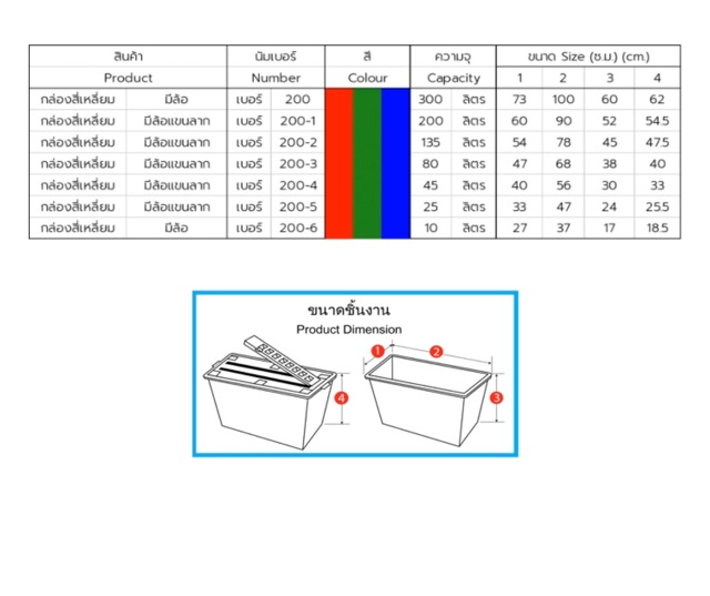 กล่องพลาสติกสี่เหลี่ยม มีล้อแขนลาก ตรางู เบอร์ 200-3 ความจุ 80 ลิตร - รูปที่ 5