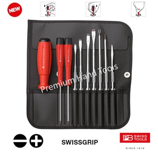 PB Swiss Tools ชุดไขควง ด้าม SwissGrip New Model ซองหนัง รุ่น PB 8215L (10 ตัว/ชุด)