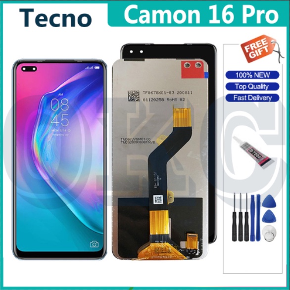 LCD สําหรับ Tecno Camon 16 Pro จอแสดงผล LCD Touch Screen Digitizer CE8 อะไหล่ทดแทน LCD