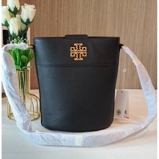 👑ผ่อน0%~แท้100%👑 TORY BURCH 79049 BRITTEN BUCKET  ใบใหญ่ หนังวัวแท้ทั้งใบสีดำ