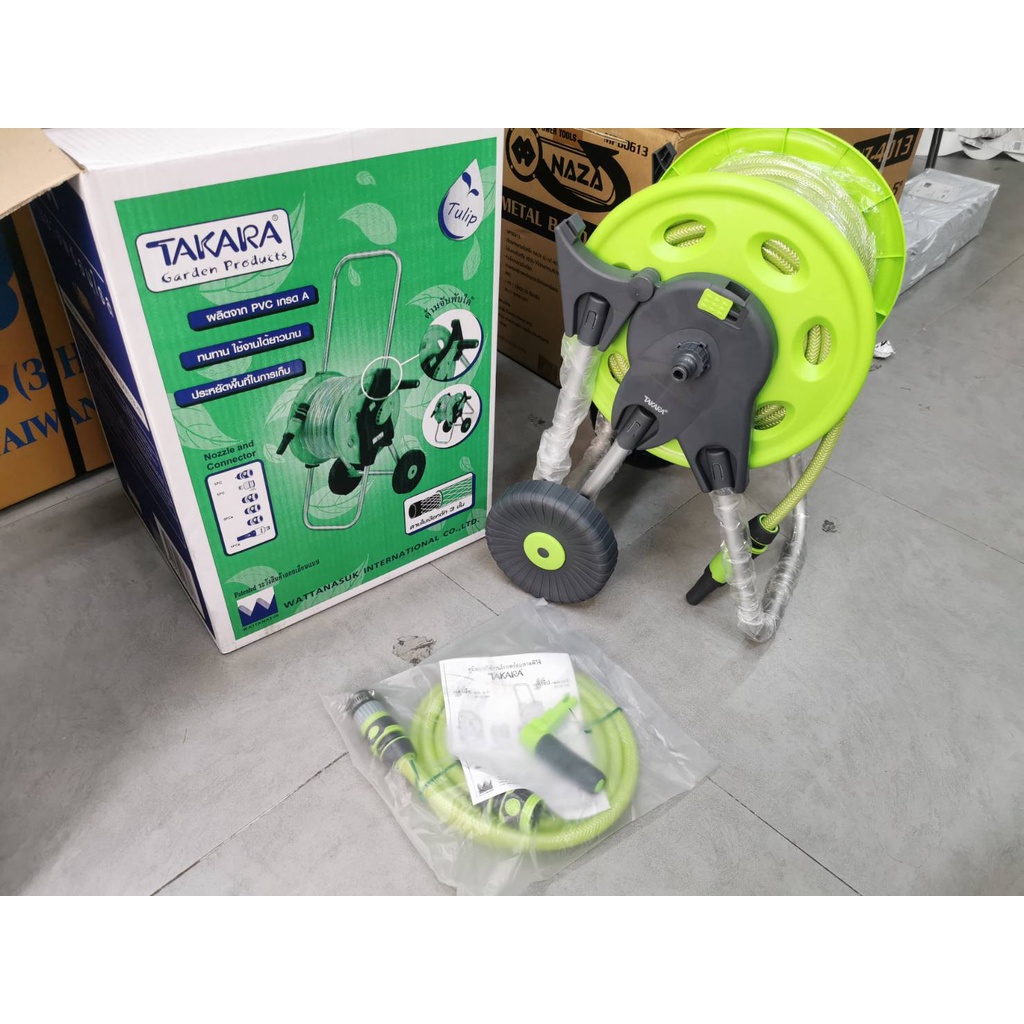 DGT1131-S 30เมตรยาวๆ สายไม่พันกัน โรลพร้อมสาย TAKARA รุ่น TULIP ขนาด 1/2 นิ้ว ยาว 30 เมตร สายยาง เด้งๆ takara แท้