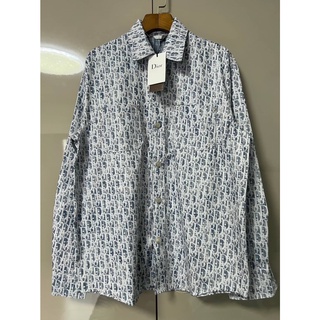 CHRISTIAN DIOR VINTAGE MONOGRAM LOGO TROTTER PRINT LONG SLEEVE SHIRT IN BLUE เสื้อเชิ้ตคอปกแขนยาว โมโนแกรม ดิออร์ สีฟ้า