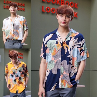 เสื้อฮาวาย ลายคลาสสิค HAWAII SHIRT ใส่สบาย เสื้อเชิ้ตผ้าสปัน เสื้อเชิ้ตผู้ชาย