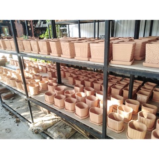 กระถางเซรามิก Plant pot with saucer กระถางต้นไม้ กระถางดอกไม้ Flower pot กระถางดอกไม้ กระถางดินแดง กระถางพร้อมจานรอง