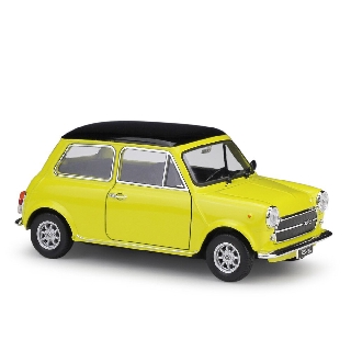 รถโมเดล รถสะสม เปิดหน้ารถและประตูได้ WELLY 1:24 Mini Cooper 1300 สีเหลือง