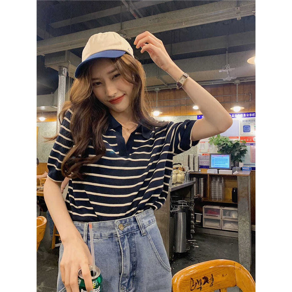 Fairy เสื้อคอปก ลายทาง สไตล์เกาหลี #A121✨✨