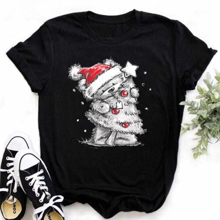 Hot Sales New Kawaii Bear and Christmas Tree Print T-shirts Female  Clothes Tee Harajuku Streetwear Top Women xmas