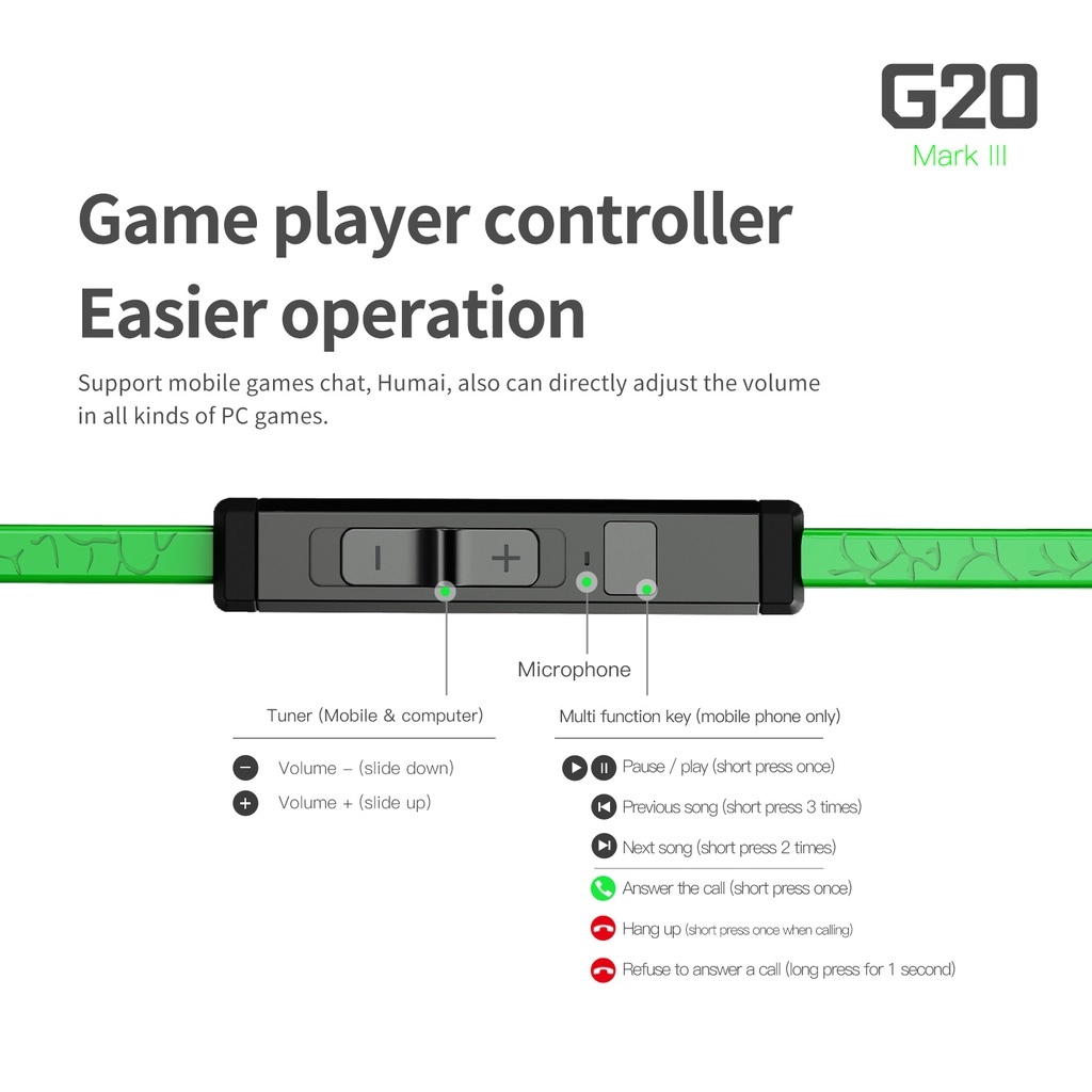 หูฟังเกมมิ่ง Plextone G20 3.5mm type-c หูฟัง มีไมค์ Gaming earphone อัพเกรดใหม่ เล่นเกม เสียงดีมาก หูฟังเกมมิ่งแม่เหล็