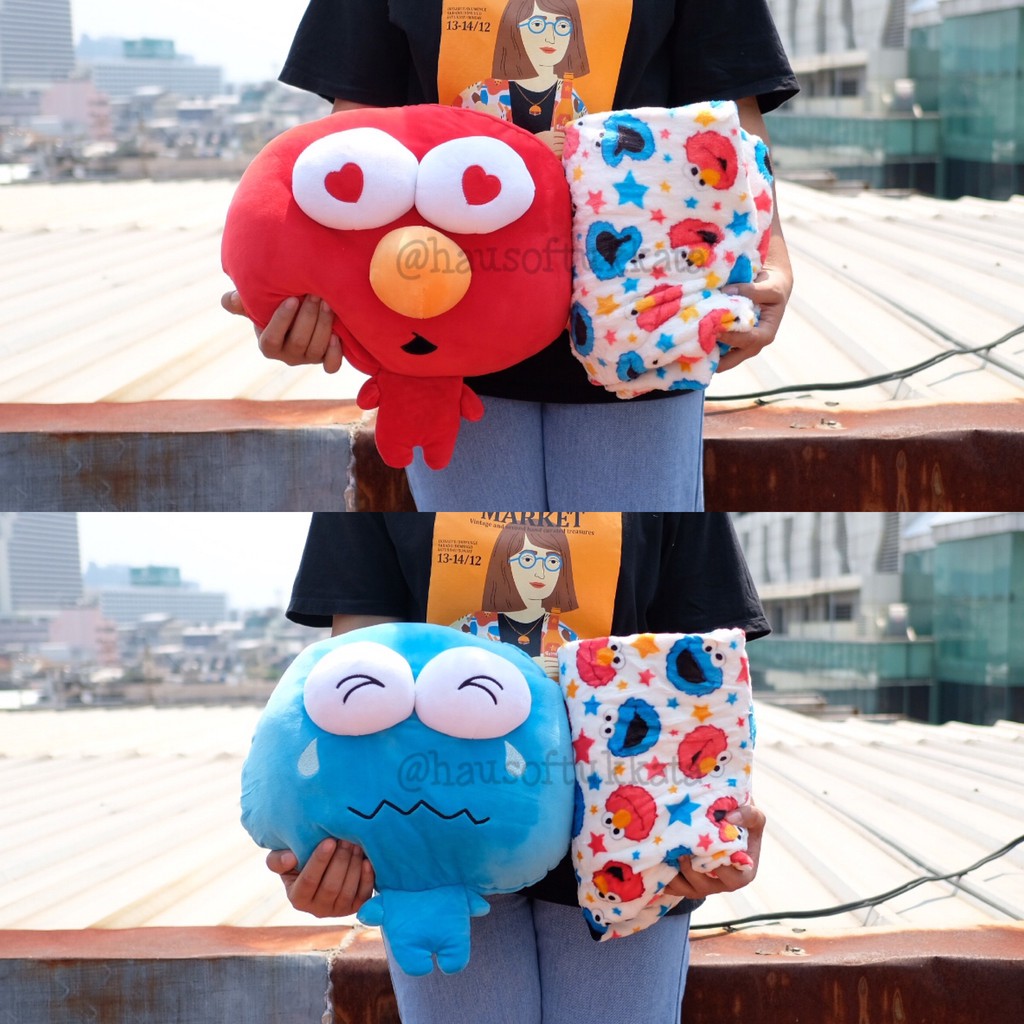 หมอนผ้าห่ม Elmo เอลโม่ & Cookie Monster คุกกี้มอนสเตอร์ ขาห้อย ตัวนุ่ม 13นิ้ว (100x150cm) เอลโม Sesa