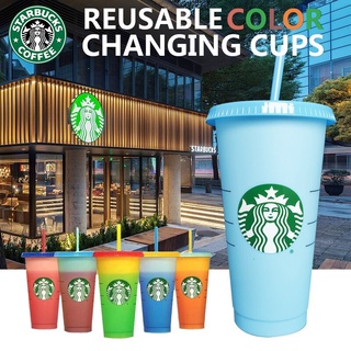 Tumbler Color Changing Cups Color Changing Reusable Cup แก้วเปลี่ยนสีได้ ถ้วยเปลี่ยนสีได้ 24oz