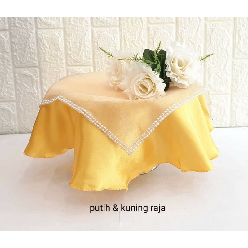 Alas Dulang Kain Organza Manik 36cm X 36cm+ kain satin bulat 58cm X 58cm
