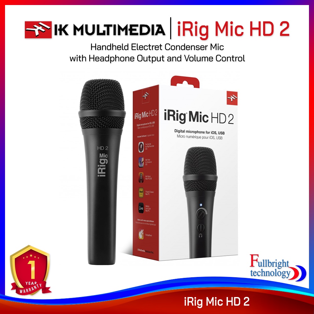 IK Multimedia iRig Mic HD 2 Handheld Electret Condenser Mic ไมโครโฟนร้องอัดเสียง ประกันศูนย์ 1 ปี