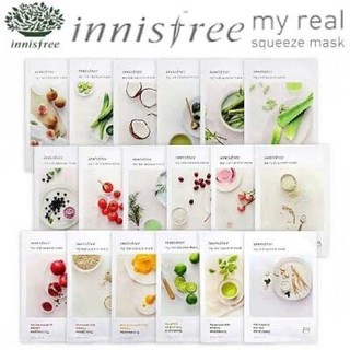 อินนิสฟรี มาส์กหน้า 18สูตร Innisfree My Real Squeeze Mask 20ml แผ่นมาส์กหน้า มาร์คหน้า มาร์กหน้า แผ่นมาร์ส