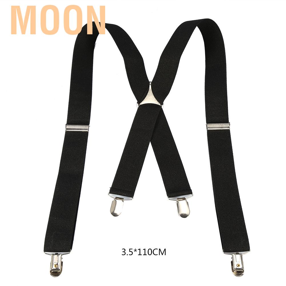 Mens X-Back 1.4 Inches Wide 4-Clips Adjustable Suspenders 