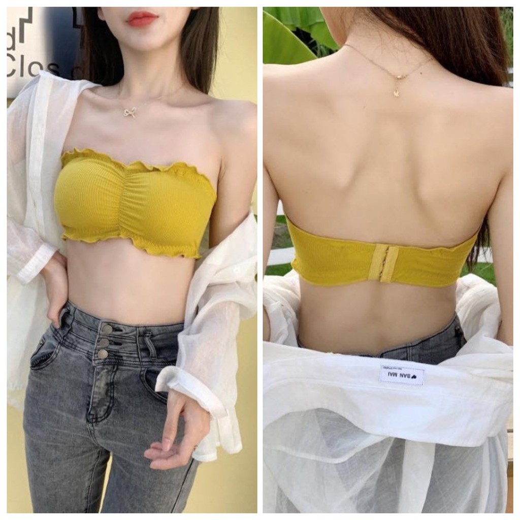 เกาะอก ขอบริ้ว ตะขอหลังเดี่ยว เสริมฟองน้ำ ลายผ้าร่อง ผ้านุ่ม ระบายอากาศ เกรดพรีเมี่ยม คนอ้วน อกใหญ่ใส่ได้ - รูปที่ 4