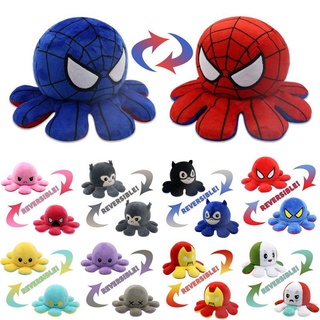 Spiderman Reversible Octopus Plush Doll Batman Iron Man Double-Sided Flip Stuffed Toys MOOD SWITCHER Christmas Gift