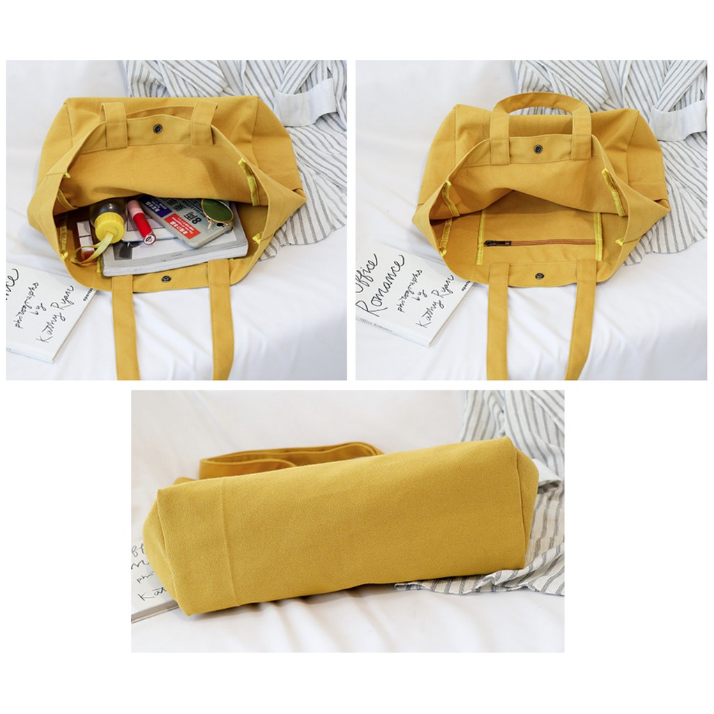 กระเป๋าผ้าแคนวาส กระเป๋าผ้าใบใหญ่ ผ้าหนา Canvas Bag ขนาด 34ซม. x 36ซม. x 12ซม.