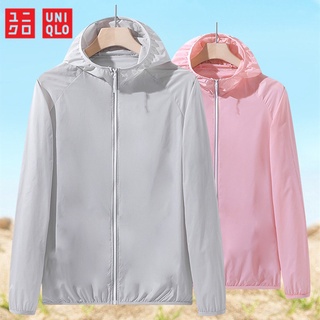 Uniqlo เสื้อแจ็กเก็ตแขนยาว มีฮู้ด แต่งซิป สําหรับผู้หญิง