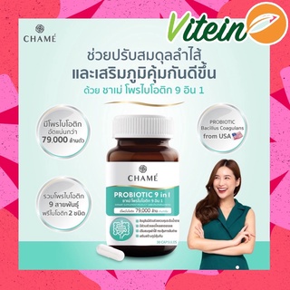 CHAME PROBIOTIC 9 in 1 โพรไบโอติก พรีไบโอติก เสริมภูมิ ภูมิแพ้ ขับถ่ายคล่อง ท้องผูก ปรับลำไส้ ควบคุมน้ำหนัก ลำไส้ดี USA