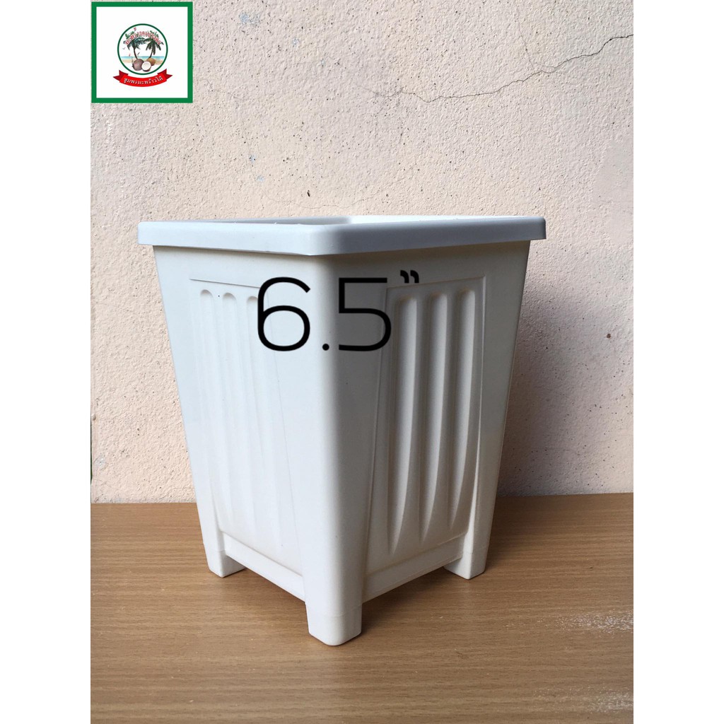กระถางทรงโรมันเหลี่ยมสีขาว/กระถางสี่เหลี่ยมสีขาว/White rectangle  flower pot/ Rectangle  Plant pot  