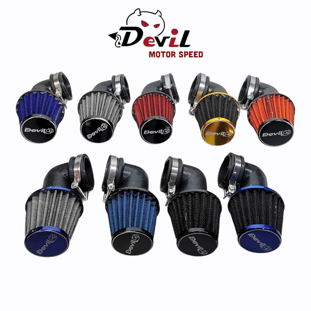 กรองแห้ง กรองเปลือย มอเตอร์ไซค์ DEVIL - เวฟ,โนวา,แดช,เคอา - งอ งานเกรด A คละสี