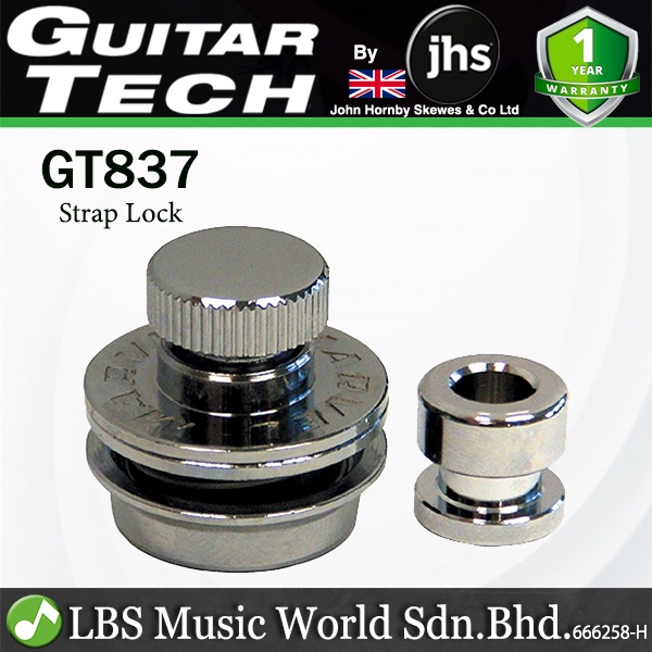 Guitar Tech GT837 Strap Lock Pack สําหรับกีตาร์ไฟฟ้าและอะคูสติก - โครเมียม (GT 837)