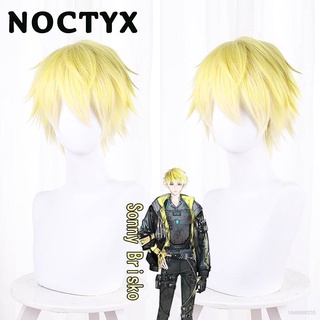 วิกผมสั้น คอสเพลย์ NIJISANJI Vtuber Sonny Brisko Noctyx สีเหลือง สําหรับปาร์ตี้ฮาโลวีน