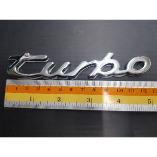 Logo Turbo งานเหล็ก 13×2.5cm โครเมียม/แดง/ดำ