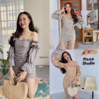 G15212 เดรสปาดไหล่แขนยาว