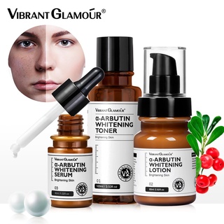 Vibrant GLAMOUR α-Arbutin เซรั่มบํารุงผิวหน้า โทนเนอร์ โลชั่นไนอะซินาไมด์ ไวท์เทนนิ่ง 10% 3 ชิ้น