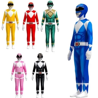 ชุดคอสเพลย์ Ranger สำหรับเด็กและผู้ใหญ่ รวมถึง jumpsuit และหน้ากากตัวละครที่ทนทาน